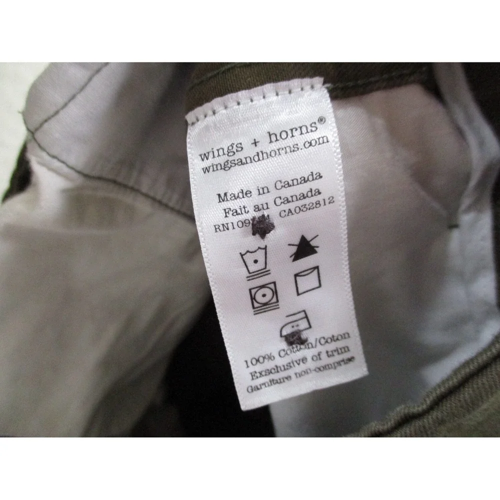 Wings + Horns Pants Mens 33 Green Brown Chino Button Fly Outdoor Casual Preppy A